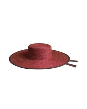 BrunnaCo The Lolo Wide-Brim Jute Boater Hat - Red