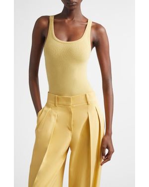 Michael Kors Cashmere Blend Tank Bodysuit - Yellow