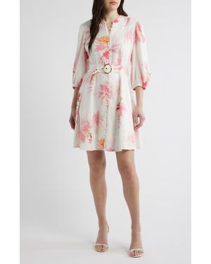 Cece Floral Print Belted Dress - Multicolor