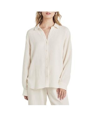 Splendid Adele Oversize Cotton Gauze Button-Up Shirt - White