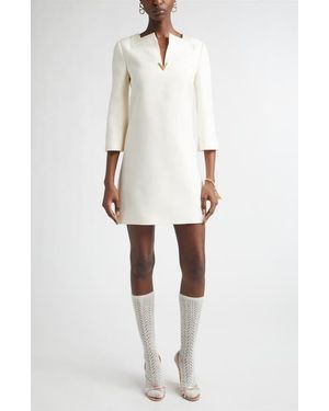 Valentino Wool & Silk Crepe Couture Dress - White