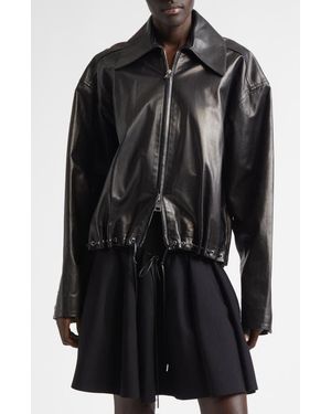 Brandon Maxwell The Leland Leather Shirt Jacket - Black