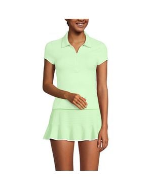 Lands' End Short Sleeve Pique Johnny Collar Upf 50 Rash Guard - Green