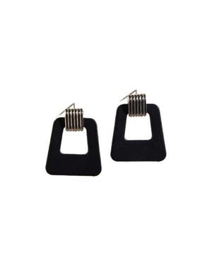 Nickel & Suede Avery Earrings - Black