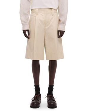 Helmut Lang Relaxed Fit Pleat Front Chino Shorts - Natural
