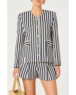 Astr Danae Stripe Denim Jacket - Black