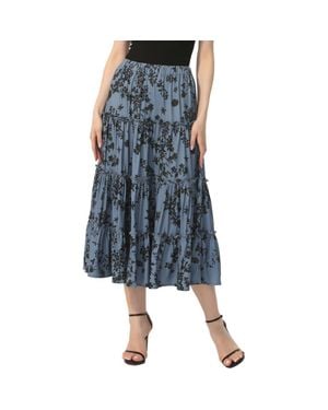 Kimi + Kai Tiered Midi Skirt - Blue
