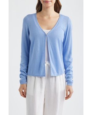 Tommy Bahama Adeline Linen Blend Jersey Cardigan - Blue