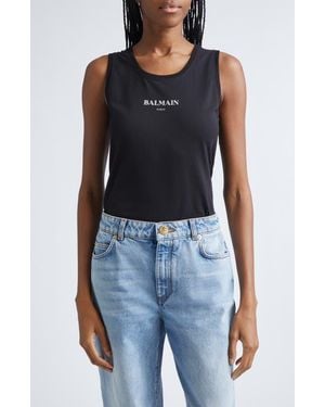 Balmain Logo Graphic Tank - Blue