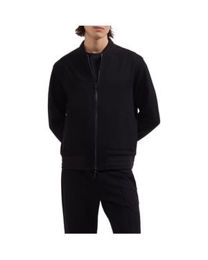 Bugatchi Soft Touch Knit Reversible Bomber Jacket - Black