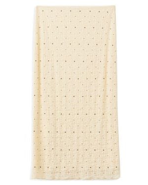 Mango Studded Midi Skirt - Natural