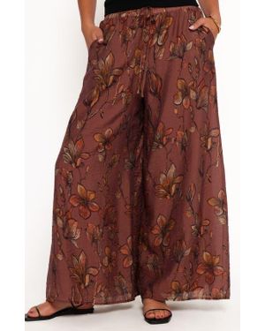Petal & Pup Larson Floral Print Wide Leg Pants - Red