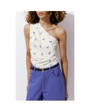 Mango Coya One Shoulder Knit Top - Blue