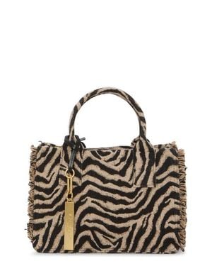 Vince Camuto Zhury Zebra Stripe Fringe Trim Tote - Metallic