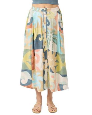 O'neill Sportswear Maisel Button Front Midi Skirt - Yellow
