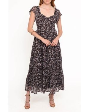 Petal & Pup Myles Floral Chiffon Maxi Dress - Brown