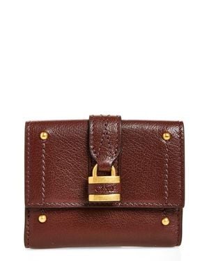 Chloé Mini Paddington Grained Leather Trifold Wallet - Brown