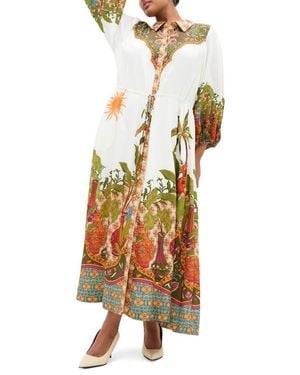 City Chic Print Long Sleeve Maxi Dress - Multicolor
