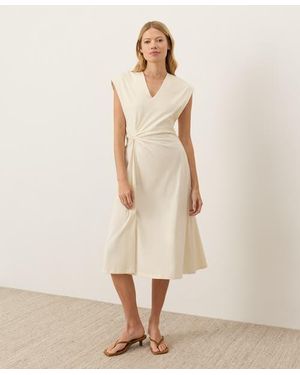 Pact Fit & Flare V-Neck Twist Dress Made With Organic Cotton - Natural
