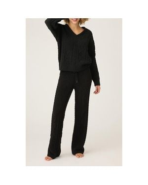Pj Salvage Cozy Cable Knit Chenille Pajamas - Black