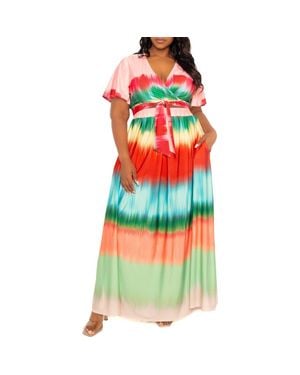 Buxom Couture Gradient Stripe Wrap Crop Top & Maxi Skirt Set - Multicolor