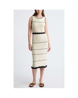 Treasure & Bond Pointelle Midi Sweater Dress - White