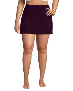 Lands' End Plus Size Tummy Control Swim Skirt - Purple