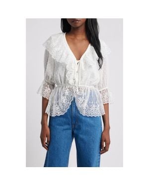Lipsy Lace Dobby Shirt - White