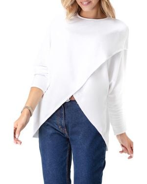 Accouchée Let Loose Crossover Long Sleeve Maternity/Nursing Knit Top - White