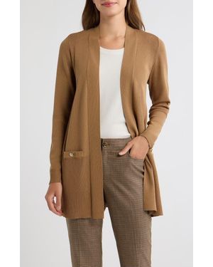 Anne Klein Open Front Cardigan - Brown