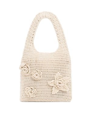 Desigual Crochet Flower Cotton Shoulder Bag - Natural