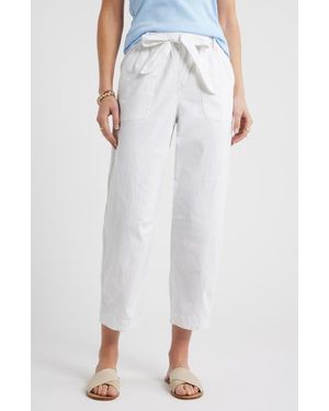 Caslon Tie Waist Tapered Leg Utility Pants - White
