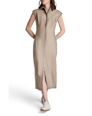 Kenneth Cole Pleated Maxi Shirtdress - Natural