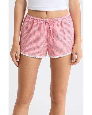 Open Edit Seersucker Boxer Sleep Shorts - Pink