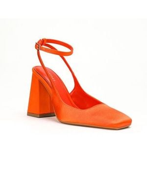 kneetoes Madison Ivory Block Heels - Orange