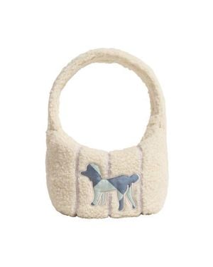Lost Pattern Pan Pan Half Moon Shearling Bag - White