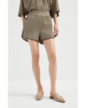 Brunello Cucinelli Leather Shorts - Natural