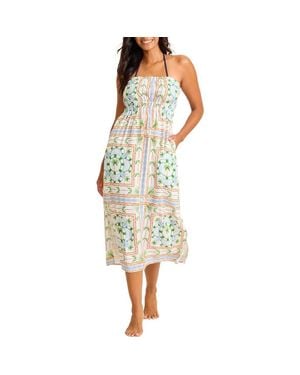 Tommy Bahama Poolside Palms Strapless Cover-Up Dress - Yellow