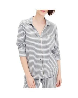 J.Crew Dreamy Stripe Cotton Pajamas - Gray
