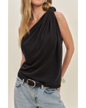 Reformation Harvey Knotted One-Shoulder Knit Top - Black