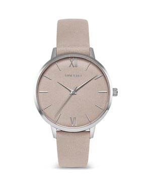 Vincero Eros Leather Strap Watch, 38Mm - Metallic