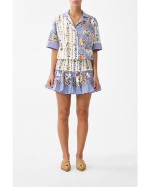 CAMILLA Short Shirred Skirt - Blue