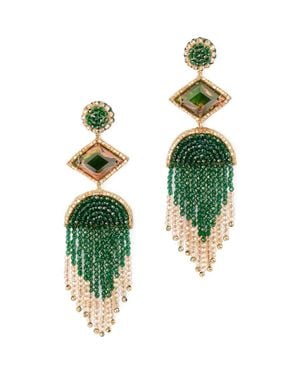 Deepa Gurnani Sneha Chandelier Earrings - Green