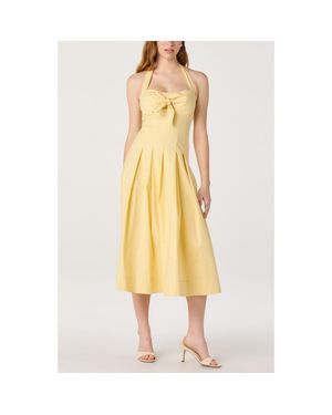 Astr Janae Halter Midi Dress - Yellow