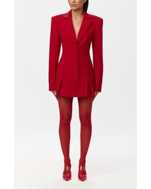 Naked Wardrobe Pleated Long Sleeve Suiting Blazer Minidress - Red