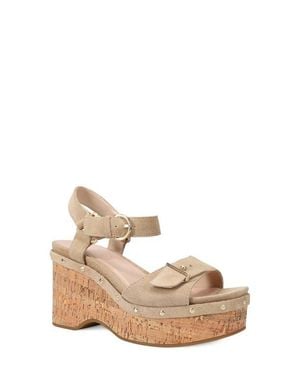 Pelle Moda Ciana Ankle Strap Platform Wedge Sandal - Natural