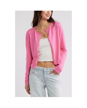 BP. Crewneck Cotton Blend Cardigan - Red