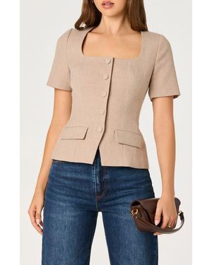 Astr Square Neck Short Sleeve Jacket - Blue