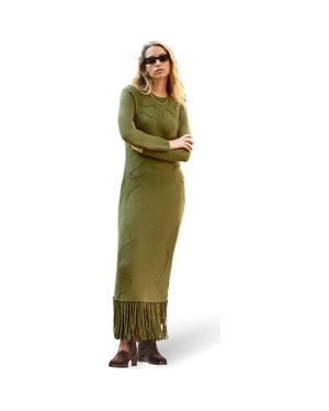 Ro&zo Applique Knit Maxi Dress - Green