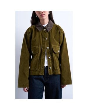 TOPSHOP Corduroy Collar Jacket - Green